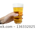 Hand holding a beer glass 136332025