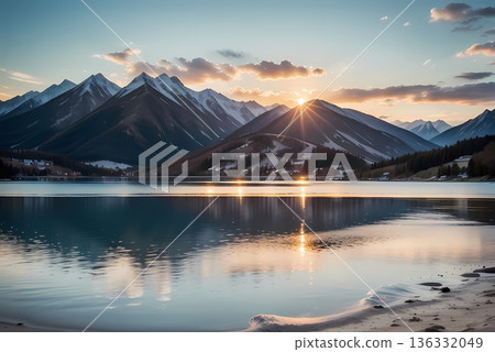 夕陽染紅的山 夕陽染紅的山 136332049