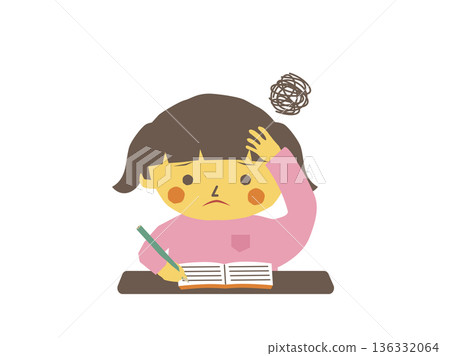 A girl who is worried about not understanding her studies A girl who is worried about not understanding her studies 136332064