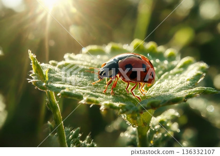 晨露中的瓢蟲 136332107