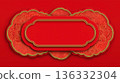 Red and gold decorative frame with floral patterns 136332304