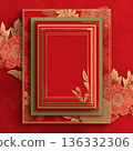 Red and gold layered decorative frame with floral patterns 136332306
