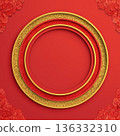 Red and gold decorative frame with floral patterns 136332310