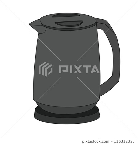 一個簡單的電熱水壺的插圖 136332353