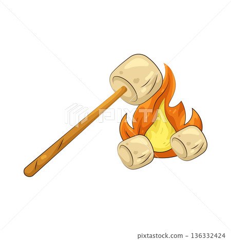Illustration of Roasting marshmallow 136332424