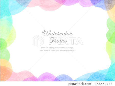 Watercolor wave frame, colorful decorative frame, pastel rainbow border, colorful watercolor wave frame background Watercolor wave frame, colorful decorative frame, pastel rainbow border, colorful watercolor wave frame background 136332772