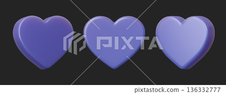 3D holographic heart icon with neon Y2K chrome effect and iridescent glow on transparent background, perfect for love-themed digital designs and Valentine's Day graphics. 136332777