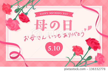 Mother's Day carnation and square card frame_horizontal 136332778