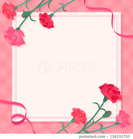 Mother's Day carnation and square card frame_No text_Square 136332783