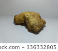 Raw Ginger Root on Clean White Surface 136332805