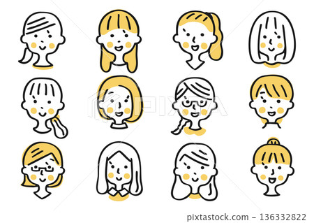 Women's face icon set ② Women's face icon set ② 136332822