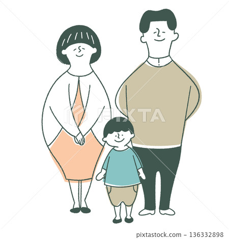 一家三口,一個男孩和一對年輕夫婦 一家三口,一個男孩和一對年輕夫婦 136332898