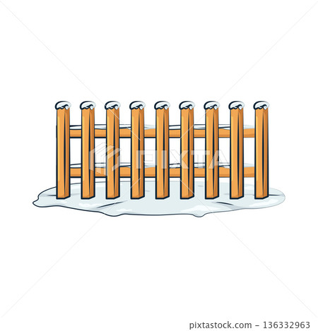 Illustration of snowy fence 136332963