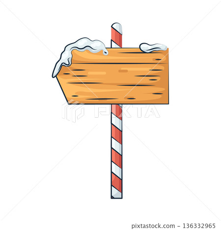 Illustration of snowy road sign 136332965