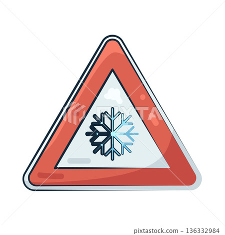 Illustration of snow warning sign Illustration of snow warning sign 136332984