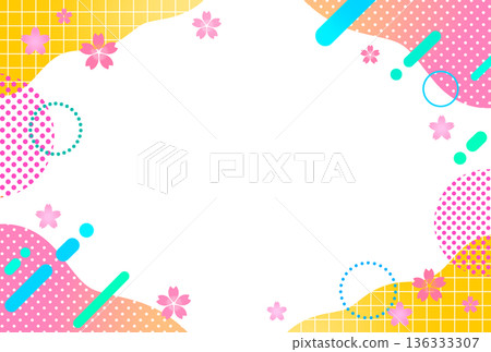 抽像多彩的普普畫框櫻花春天 抽像多彩的普普畫框櫻花春天 136333307