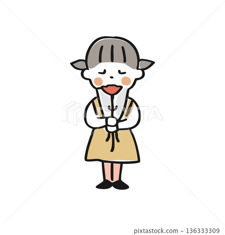 【母親節】手捧鮮花的女孩① 136333309