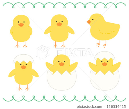 可愛小雞向量插圖集 136334415