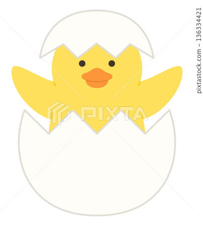 可愛的小雞和雞蛋向量圖 136334421