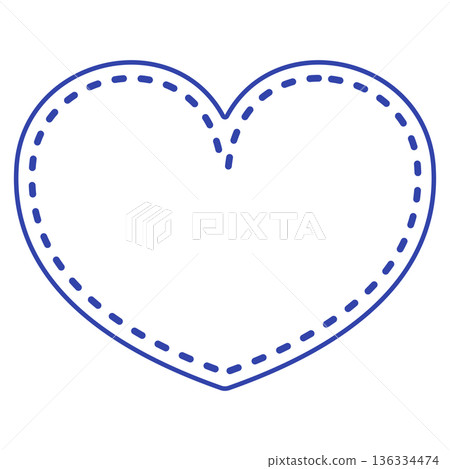 Blue heart-shaped material | Stitching lines, white painted, pop 136334474
