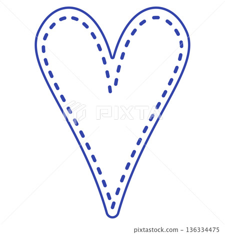 藍色心形布料 | 縫線，白色塗漆，流行 136334475