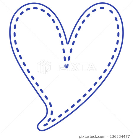 藍色心形布料 | 縫線，白色塗漆，流行 136334477