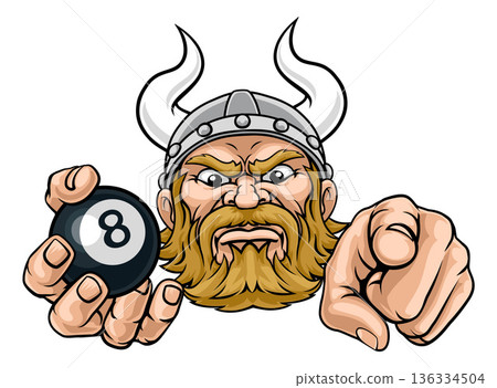 Viking Billiards Pool 8 Black Ball Sports Mascot Viking Billiards Pool 8 Black Ball Sports Mascot 136334504