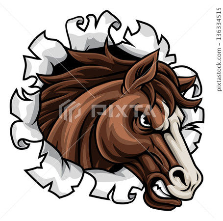 Horse Mustang Stallion Bronco Sports Team Mascot Horse Mustang Stallion Bronco Sports Team Mascot 136334515