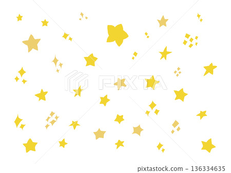 Simple hand-drawn illustration set of stars and glitter 3 136334635