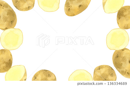 Potato frame hand-drawn watercolor illustration background material 136334689