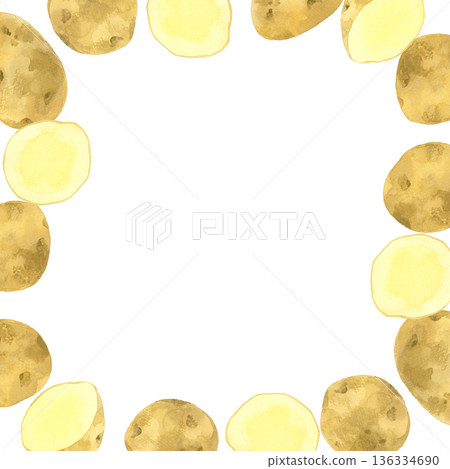 Potato frame hand-drawn watercolor illustration background material Potato frame hand-drawn watercolor illustration background material 136334690
