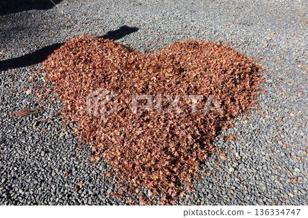 用木屑製成的心形物體 136334747