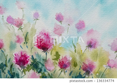 水彩畫的花背景圖 136334774