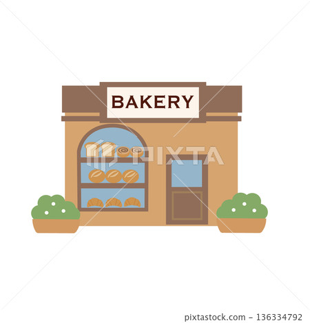 Bakery illustration, bakery icon, building asset, shop 136334792