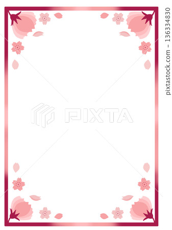 可愛的櫻花花瓣相框 136334830
