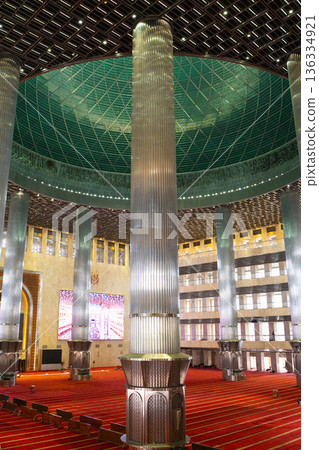 Interior of the Istiqlal Grand Mosque in Jakarta, Indonesia 136334921
