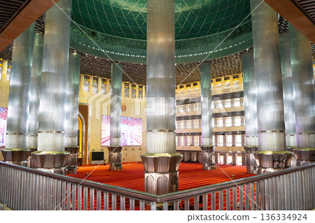 Interior of the Istiqlal Grand Mosque in Jakarta, Indonesia 136334924