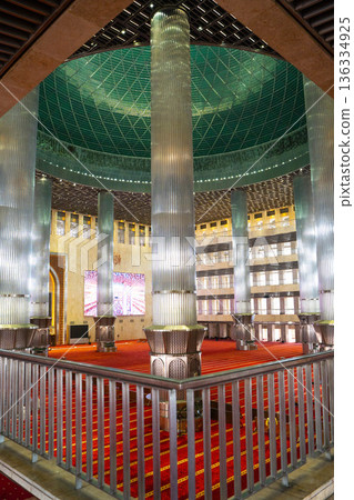 Interior of the Istiqlal Grand Mosque in Jakarta, Indonesia 136334925