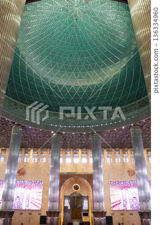 Interior of the Istiqlal Grand Mosque in Jakarta, Indonesia Interior of the Istiqlal Grand Mosque in Jakarta, Indonesia 136334960