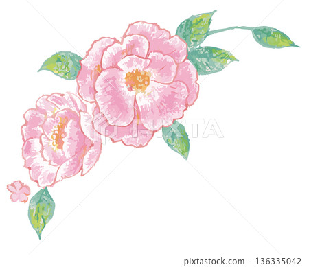 Pink rose illustration. Vector illustration material. 136335042