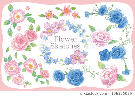 精美花卉插畫集。向量圖。 136335059