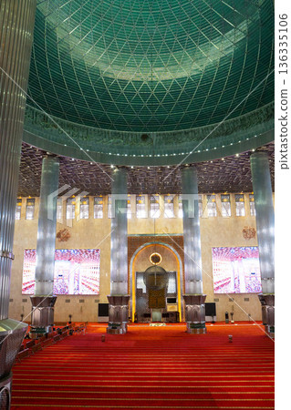 Interior of the Istiqlal Grand Mosque in Jakarta, Indonesia Interior of the Istiqlal Grand Mosque in Jakarta, Indonesia 136335106