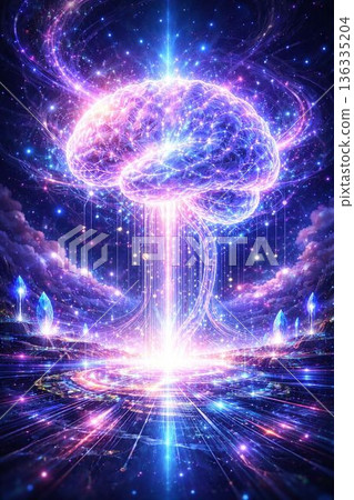 象徵超級智慧的閃亮大腦影像 136335204