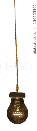 A light bulb with a wire on a white background A light bulb with a wire on a white background 136335302