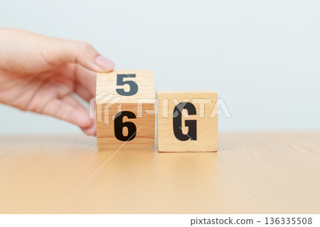 hand change wooden block from 5G to 6G, Generation of Cellular Mobile Communications, Technology, network, Social media and digital concepts hand change wooden block from 5G to 6G, Generation of Cellular Mobile Communications, Technology, network, Social media and digital concepts 136335508