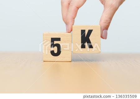 wooden block of 5K, display resolution, Ultra High Definition, UHD, pixels, Technology, network, TV streaming, Social media and digital concepts wooden block of 5K, display resolution, Ultra High Definition, UHD, pixels, Technology, network, TV streaming, Social media and digital concepts 136335509