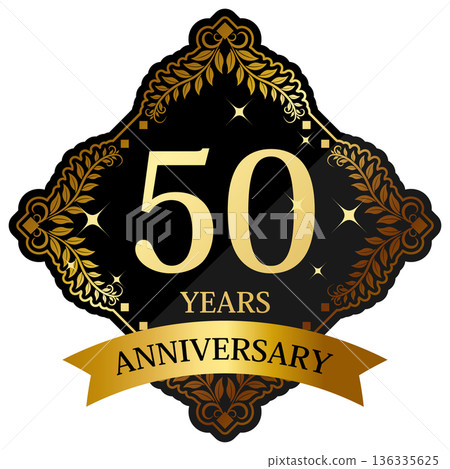 Luxurious 50th anniversary emblem in black and gold Luxurious 50th anniversary emblem in black and gold 136335625