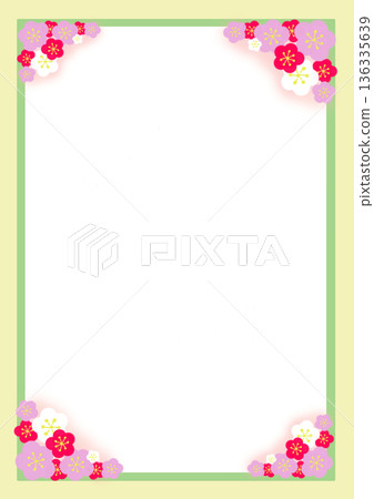 可愛的梅花水印邊框材質 136335639