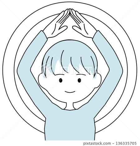 一個簡單的插圖，描繪了一個人雙手畫圓圈的情景。 136335705