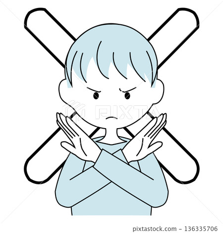 Illustration of a man crossing his arms to make a cross Illustration of a man crossing his arms to make a cross 136335706